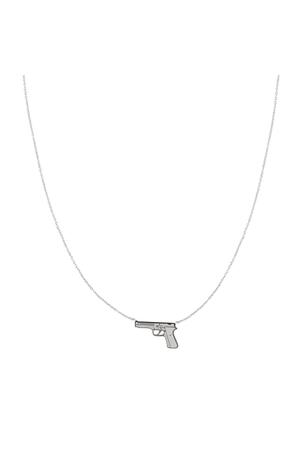Halskette mit Anhänger in Pistolenform aus Edelstahl – Silber h5 